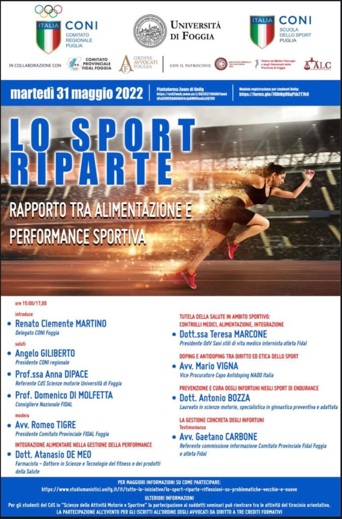 WEBINAR: SPORT, ALIMENTAZIONE E PERFORMANCE SPORTIVA