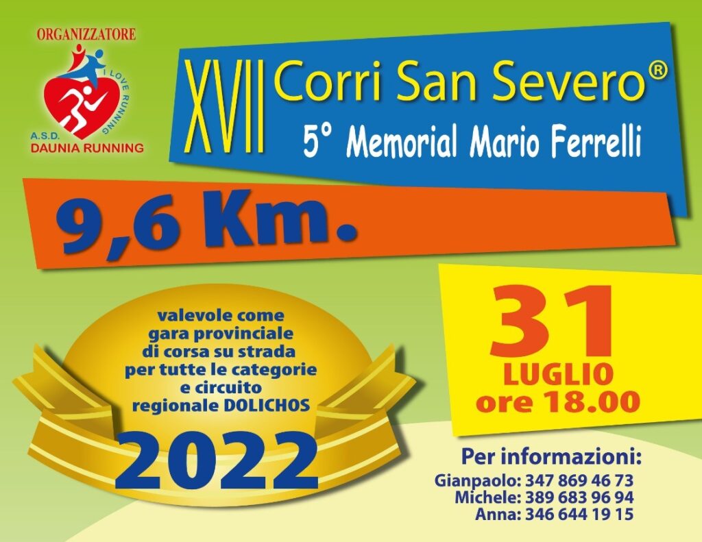 XVII CORRI SAN SEVERO: ISCRIZIONI APERTE
