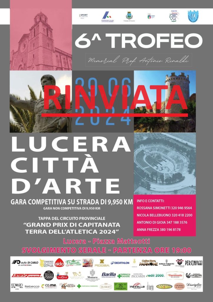 6° TROFEO CITTA’ DI LUCERA: RINVIATA