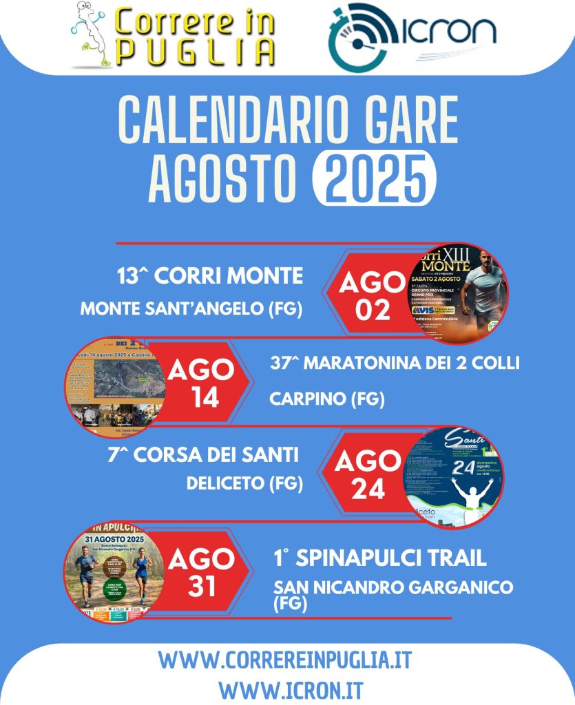 AGOSTO RICCO DI EVENTI PODISTICI IN CAPITANATA