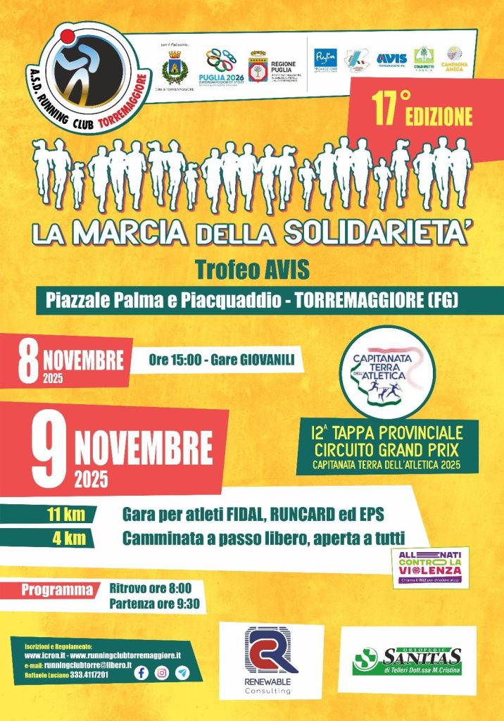 TUTTO PRONTO PER LA MARCIA DELLA SOLIDARIETA’ 17^ EDIZIONE