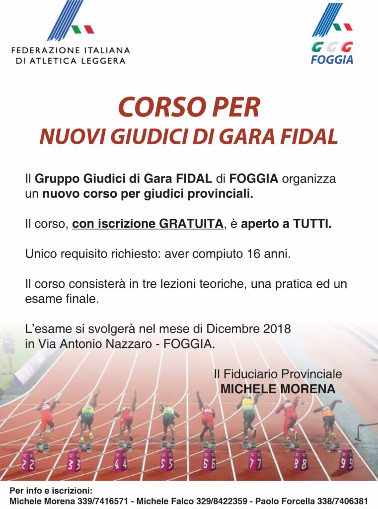 APERTE LE ISCRIZIONI AL CORSO GIUDICI FIDAL
