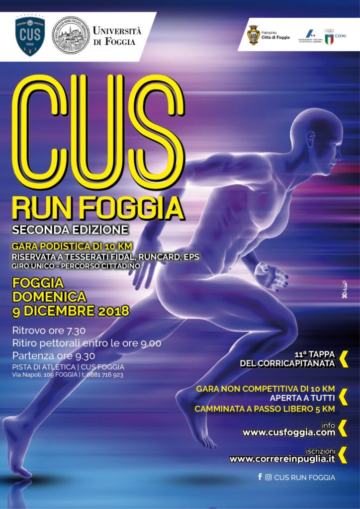 TORNA A FOGGIA LA CUS RUN, 10 KM!