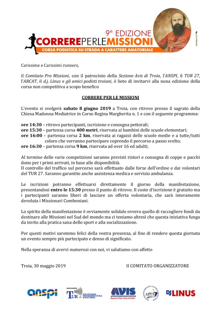 9^ CORRERE PER LE MISSIONI, TROIA