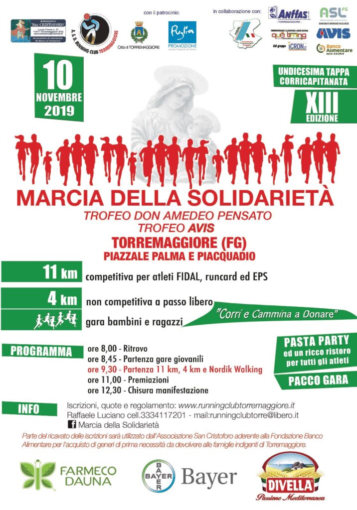 MARCIA DELLA SOLIDARIETA’ – 13^ EDIZIONE, AL LAVORO GLI ORGANIZZATORI