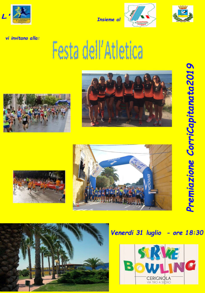 FESTA DELL’ATLETICA E PREMIAZIONI CORRICAPITANATA 2020